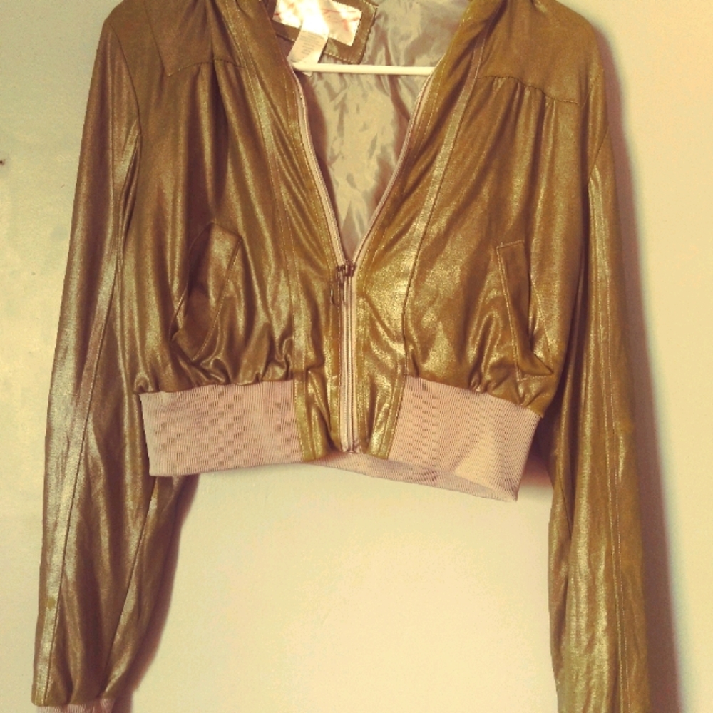 Metallic Green Cropped Jacket